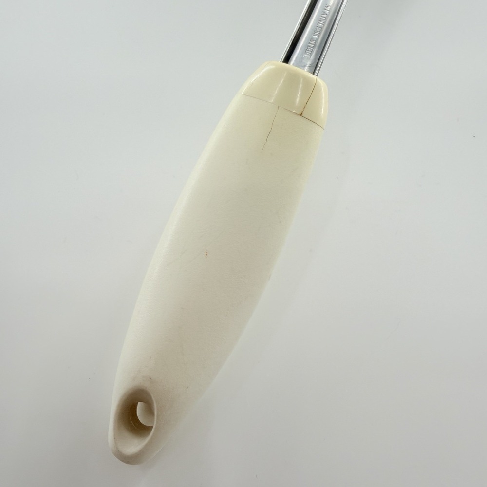 Vintage Pyrex Stainless Steel Soup Ladle White Handle 11.5" 80s 90s Kitchen Tool - Picture 7 of 8